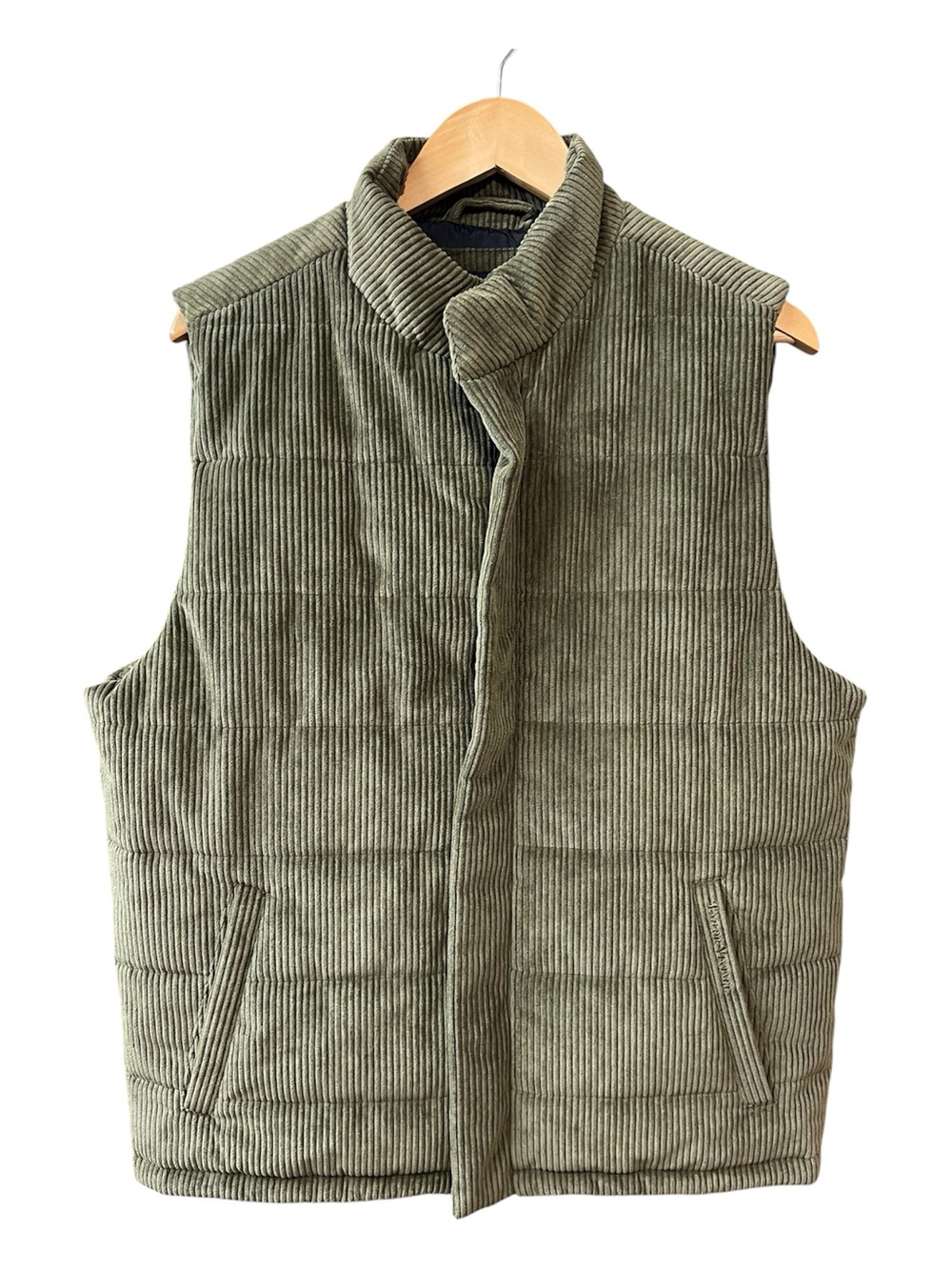 Tailor Vintage Men's Green Corduroy Puffer Vest, Regular Size M